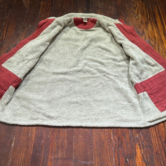 Duluth Trading Vest Womens L Red Canvas Sherpa Lined Heavyweight Chore Full Zip - Picture 7 of 13